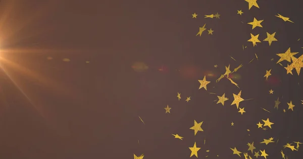 Siyah Zemin Üzerindeki Işık Yıldızların Görüntüsü Parti Kutlama Konsepti Dijital — Stok fotoğraf