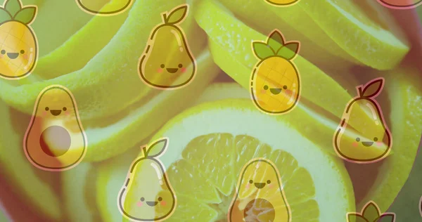 Bild Illustration Med Frukt Över Nyskivade Citroner Hälsosam Kost Och — Stockfoto