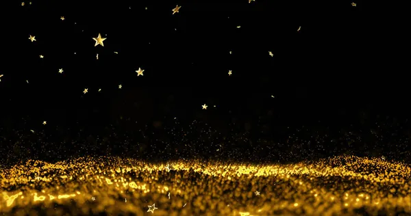 Sarı Noktalar Siyah Arkaplanda Yıldızlar Parti Kutlama Konsepti Dijital Olarak — Stok fotoğraf
