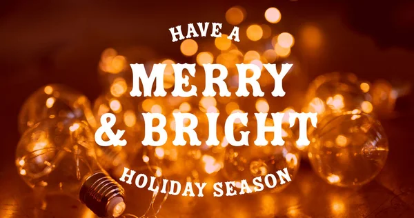Image Merry Christmas Text Lightbulbs Christmas Winter Tradition Celebration Concept — Stock Photo, Image