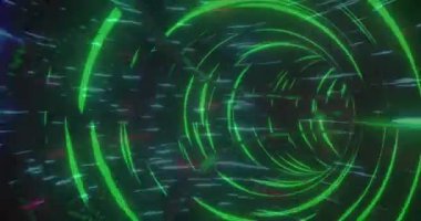 Dijital tünelin üzerindeki ışık izlerinin animasyonu. küresel veri işleme, bağlantılar ve dijital arayüz konsepti dijital olarak oluşturulmuş video.