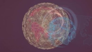 Küresel bağlantılar, dünya ve veri işleme ağının animasyonu. küresel iletişim teknolojisi ve veri paylaşım konsepti dijital olarak oluşturulmuş video.