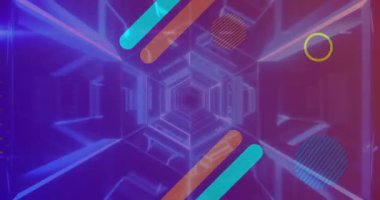 Dijital tünelin üzerindeki çizgilerin animasyonu. küresel veri işleme, bağlantılar ve dijital arayüz konsepti dijital olarak oluşturulmuş video.