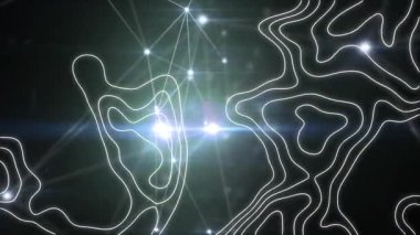 Hareket eden beyaz çizgilerin ve bağlantı ağının animasyonu. küresel bağlantılar ve ağlar konsepti dijital olarak oluşturulmuş video.