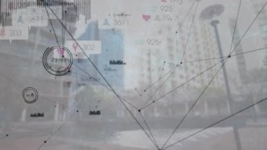 Sosyal medya veri işleme ve bağlantı ağının animasyonu. küresel ağlar, bağlantılar ve dijital arayüz konsepti dijital olarak oluşturulmuş video.