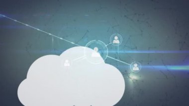 Elektronik cihazları ve bağlantı ağı olan dijital bulutların animasyonu. küresel bağlantılar, ağ oluşturma ve veri işleme kavramı dijital olarak oluşturulmuş video.