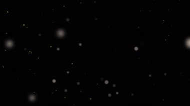 Altın çiçeklerin ve göz kırpan peri ışıklarının animasyonu. Siyah arkaplana düşen karlar üzerinde. Yeni yıl, yeni yıl partisi kutlaması ve dijital olarak oluşturulan şenlik konsepti.