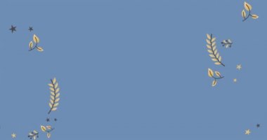 Mavi arka planda fotokopi alanı olan Noel dekorasyonunun animasyonu. Noel, gelenek ve kutlama konsepti dijital olarak oluşturuldu.