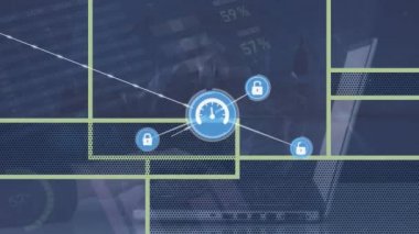 Arka planda dijital simgeler ve veri işleme ağlarıyla bağlantı animasyonu. küresel bağlantılar ve ağ konsepti dijital olarak oluşturulmuş video.