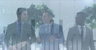 İş adamlarının istatistiksel işlemlerinin animasyonu. küresel iş, veri işleme ve dijital arayüz kavramı dijital olarak oluşturulmuş video.