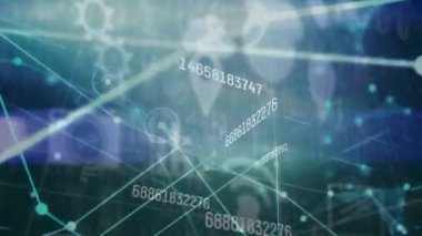 Bağlantı ağı üzerinden değişen sayıların animasyonu. küresel bağlantılar, dijital arayüz ve dijital olarak oluşturulmuş video işleme konsepti.