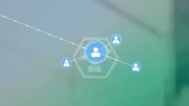 Dijital simgelerle bağlantı ağının animasyonu. küresel bağlantılar ve ağ konsepti dijital olarak oluşturulmuş video.
