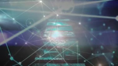 Ekranlarda ve bağlantı ağında veri işleme animasyonu