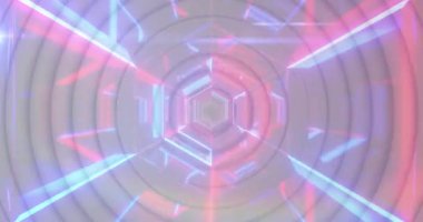 Dijital tünelin üzerinde beyaz dairelerin animasyonu. küresel veri işleme, bağlantılar ve dijital arayüz konsepti dijital olarak oluşturulmuş video.