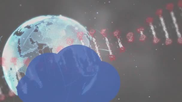 Dna 가닥의 애니메이션 디지털 그리고 글로벌 데이터 디지털 비디오 — 비디오