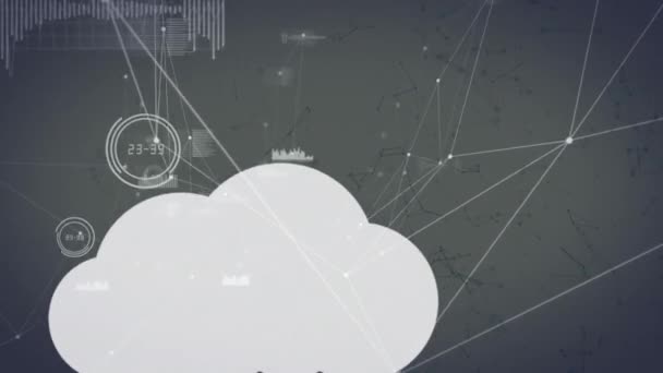 Animação Processamento Dados Sobre Nuvens Digitais Rede Conexões Conexões Globais — Vídeo de Stock