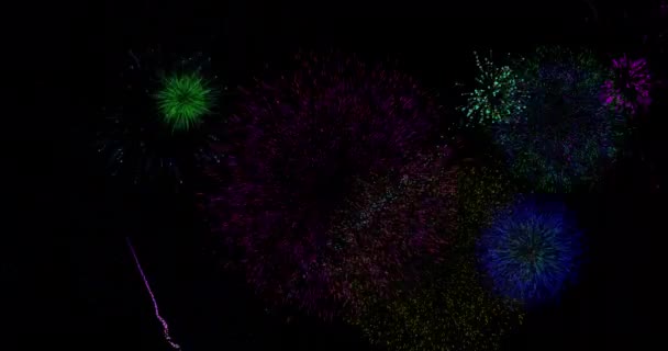 五彩缤纷的圣诞和新年烟火在夜空中的动画 圣诞节 庆祝活动 聚会和传统概念数码制作的视频 — 图库视频影像