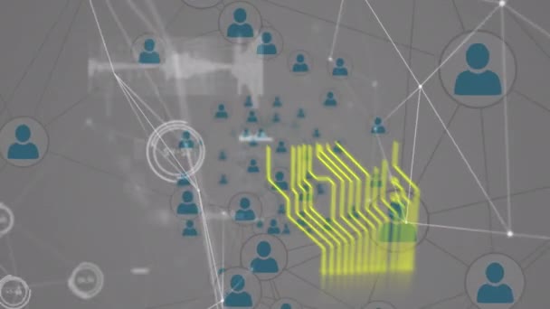 Bilgisayar Devre Kartı Bağlantı Ağının Animasyonu Küresel Bağlantılar Ağlar Konsepti — Stok video