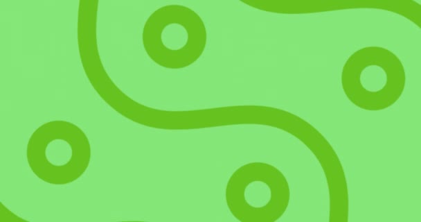 Анімація Зелених Кривих Кіл Прокручуються Зеленому Тлі Святкування Подія Рух — стокове відео