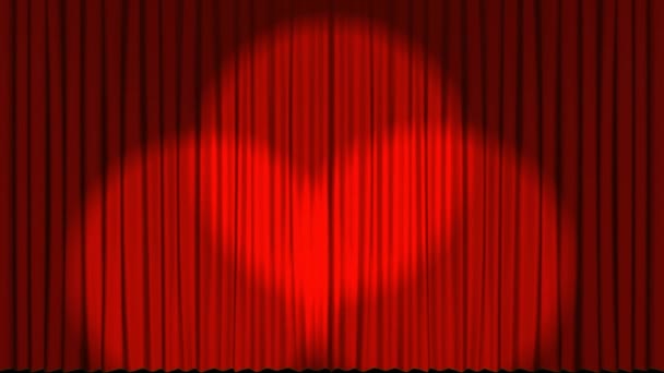 Animation Gold Ribbon Red Curtain Snow Falling Black Background New — Stock Video