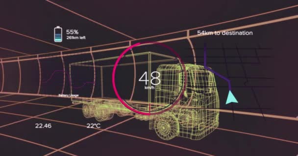 Animación Velocímetro Gps Datos Estado Carga Interfaz Del Vehículo Sobre — Vídeos de Stock