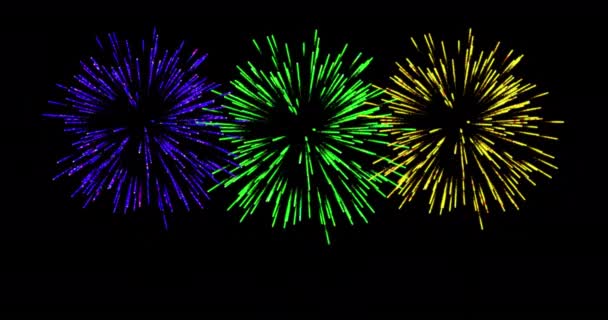 Animation Colourful Christmas New Year Fireworks Exploding Night Sky Christmas — Stock Video