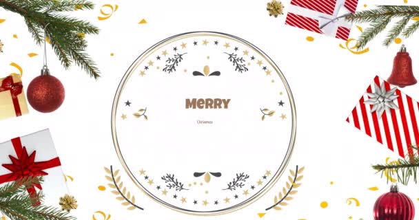 Animatie Van Het Kerstseizoen Begroeting Kerst Decoraties Kerstmis Traditie Viering — Stockvideo