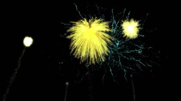 Animation Colourful Christmas New Year Fireworks Exploding Night Sky Christmas — Stock Video