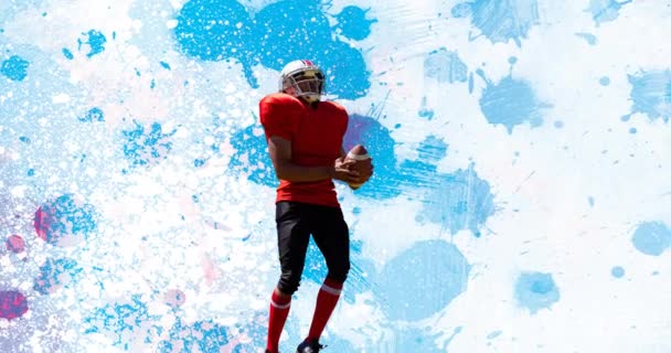 추상적으로 파란색 배경에 선수의 애니메이션 스포츠 창의성 개념은 디지털로 만들어 — 비디오