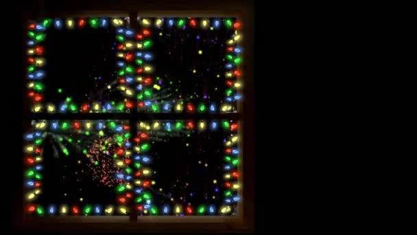 Animacja Kwadratów Kolorowych Lampek Choinkowych Noworocznych Fajerwerków Nocnym Niebie Przestrzeń — Wideo stockowe