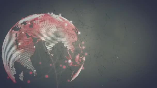 Animation Des Globusdrehens Mit Netzwerk Von Verbindungen Verbindungen Vernetzung Und — Stockvideo