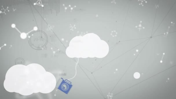 Animación Nubes Digitales Con Iconos Red Conexiones Concepto Conexiones Globales — Vídeos de Stock