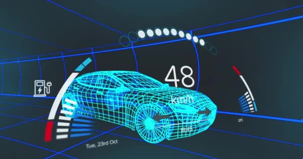 Araç Arayüzündeki Hız Göstergesinin Gps Durum Verilerinin Animasyonu Den Fazla — Stok video
