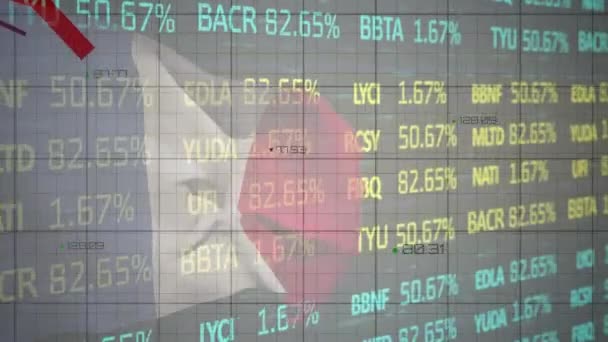 Animação Gráficos Processamento Dados Sobre Bandeira França Fundo Preto Economia — Vídeo de Stock