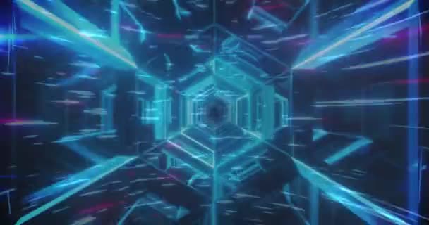 Animatie Van Lichtsporen Digitale Tunnel Mondiaal Concept Voor Gegevensverwerking Verbindingen — Stockvideo
