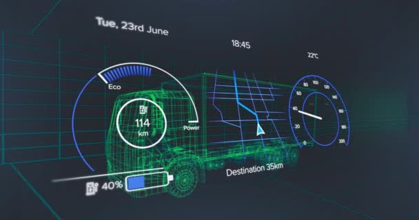 속도계 Gps 데이터의 애니메이션 인터페이스 엔지니어링 디지털 인터페이스 디지털 비디오 — 비디오