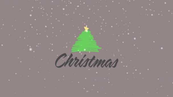 Animation Christmas Season Greeting Christmas Tree Decoration Snow Falling Christmas — Stock Video