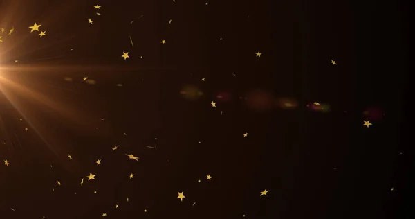 Siyah Zemin Üzerindeki Işık Yıldızların Görüntüsü Parti Kutlama Konsepti Dijital — Stok fotoğraf