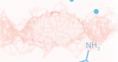 Veri işleme üzerinde DNA ipliği ve insan beyninin animasyonu. küresel bilim, araştırma, veri işleme ve dijital arayüz kavramı dijital olarak oluşturulmuş video.