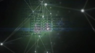 Ekranlarda ve bağlantı ağında veri işleme animasyonu. küresel bağlantılar ve ağlar konsepti dijital olarak oluşturulmuş video.