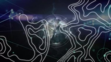 Hareket eden beyaz çizgilerin ve bağlantı ağının animasyonu. küresel bağlantılar ve ağlar konsepti dijital olarak oluşturulmuş video.