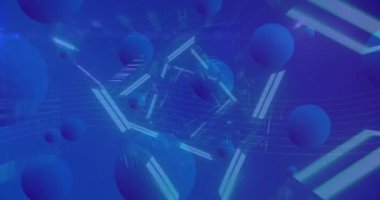 Dijital tünelin üzerindeki mavi noktaların animasyonu. küresel veri işleme, bağlantılar ve dijital arayüz konsepti dijital olarak oluşturulmuş video.