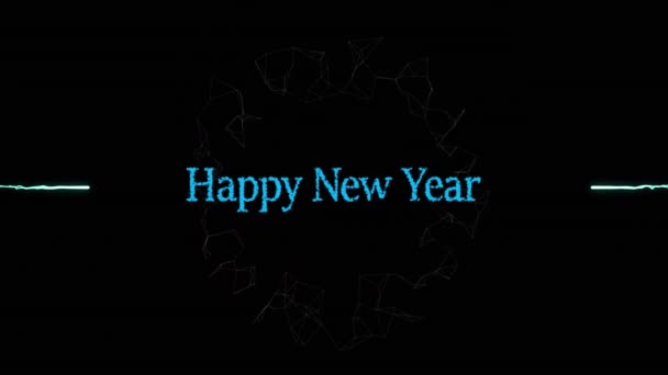 Animacja Szczęśliwego Nowego Roku Tekst Kolorze Niebieskim Niebieskimi Fajerwerkami Eksploduje — Wideo stockowe