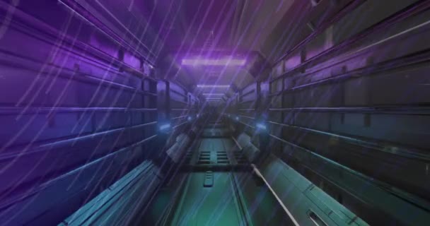 Animación Senderos Luz Sobre Túnel Digital Procesamiento Datos Global Conexiones — Vídeo de stock