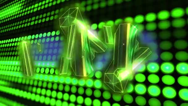 Animación Barras Metálicas Verdes Brillantes Sobre Luces Verdes Datos Procesamiento — Vídeos de Stock