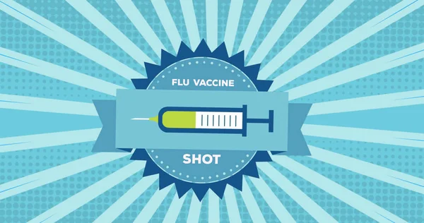 Grip Aşısının Dijital Görüntüsü Mavi Radyal Arka Planda Şırınga Ikonu — Stok fotoğraf