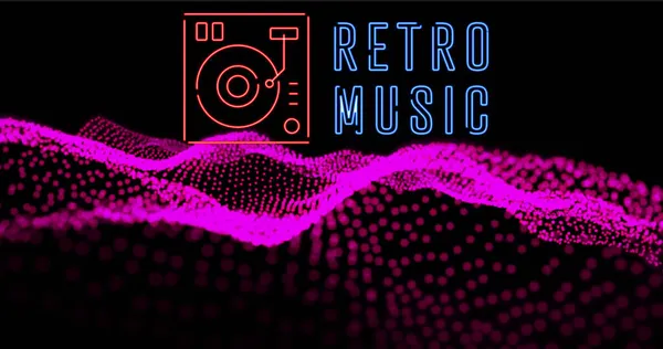 Pembe Noktalar Üzerinde Retro Müzik Metni Resmi Sosyal Medya Iletişim — Stok fotoğraf