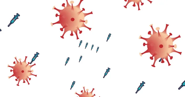 Immagine Cellule Siringhe Colore Biancastro Cadenti Global Covid Concetto Pandemia — Foto Stock