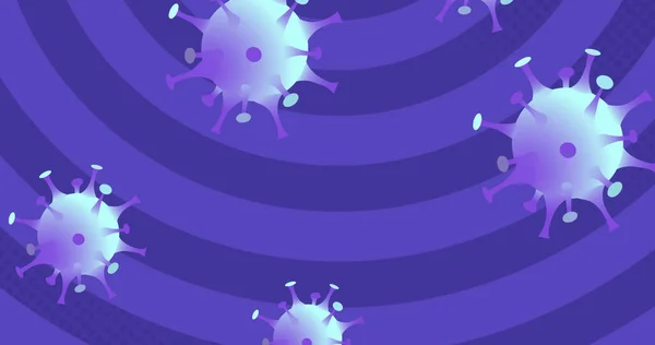 Imagen Caída Covid Células Sobre Espiral Púrpura Global Covid Pandemia —  Fotos de Stock