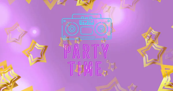 Image Party Time Text Stars Social Media Communication Interface Concept — Stock Photo, Image